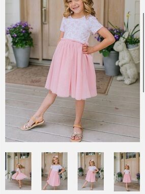 Girls' Pink Tulle Skirt Dress - OLLIE JAY-TUTU DRESS IN DITSY BUNNY